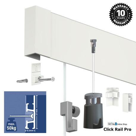 Artiteq Click Rail Pro wit en alu in Bulk - per 5 stuks